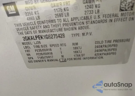 2016 GMC Terrain Slt from USA, damaged, VIN 2GKALPEK1G6275428